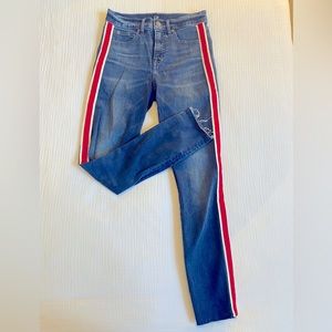 Gap skinny jeans with red stripe